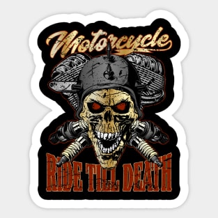 Motorcycle Ride till Death Biker Skull Sticker